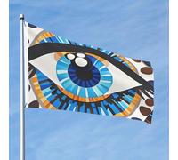 Drapeau du mauvais œil - 61 x 91 cm - Double face - Ne se décolore pas - Drapeau de jardin avec bannière extérieure en laiton - Décoration pour cour, porche, pelouse