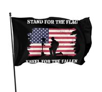 Drapeau du Memorial Day 90 x 150 cm « Debout pour le drapeau, à genoux pour les morts » - Drapeau américain patriotique - Fête nationale américaine - Grand drapeau double face pour jardin, t