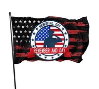 Drapeau du Memorial Day Remember And Day 3x5 Ft Bannière Affiche Toile de fond décorative Décoration murale Polyester S'applique au jardin Cour Maison Dindoor Extérieur