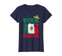 Drapeau du Mexique Jour de l'Indépendance Mexicaine Mexicano Mexicana Pride T-Shirt, Femme, Bleu Marine, S