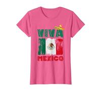 Drapeau du Mexique Jour de l'Indépendance Mexicaine Mexicano Mexicana Pride T-Shirt, Femme, Rose Chiné, XS