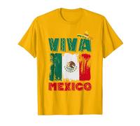 Drapeau du Mexique Jour de l'Indépendance Mexicaine Mexicano Mexicana Pride T-Shirt, Homme, Doré Vif, XXL