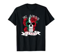 Drapeau du Mexique Jour de l'Indépendance Mexique Mi Amor Crâne Roses T-Shirt