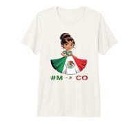 Drapeau du Mexique Messy Bun Girl Mexican Pride Roots T-Shirt Haut de Gamme