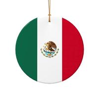 Drapeau du Mexique - Ornements ronds et plats à suspendre pour Noël, hiver, Nouvel An - Décorations à suspendre