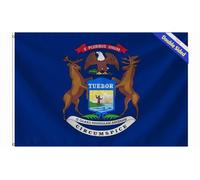 Drapeau du Michigan robuste double face 3 plis 1,5 x 2,4 m, drapeau d'État MI 100D, quadruple cousu avec tissu d'ombrage à l'intérieur, bannière de décoration extérieure et intérieure, drapeaux en