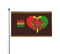 Drapeau du Mois de l'histoire des Noirs 2024 3x5 pieds double face en plein air pour les événements de célébration Décoration de fête de vacances Bannière en polyester Drapeaux de signe de cour