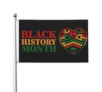 Drapeau du Mois de l'histoire des Noirs 2024 double face 3 x 5 pieds pour l'extérieur pour les événements de célébration, décoration de fête de vacances, bannière en polyester, drapeaux de cour