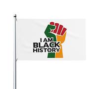 Drapeau du mois de l'histoire noire 0,9 x 1,5 m d'un côté extérieur ferme cour signe jardin drapeau décoratif avec œillets en laiton