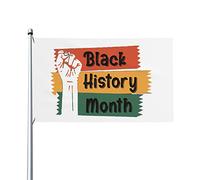 Drapeau du mois de l'histoire noire 0,9 x 1,5 m d'un côté extérieur ferme cour signe jardin drapeau décoratif avec œillets en laiton