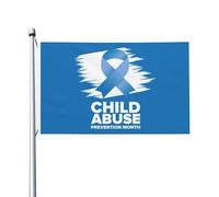 Drapeau du mois de sensibilisation à la maltraitance des enfants 3x5 pieds double face en plein air pour les événements de célébration Décoration de fête de vacances Bannière en polyester Drapeaux de