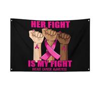 Drapeau du mois de sensibilisation au cancer du sein « Son combat est mon combat » 3 x 5 pieds Bannière de jardin avec 4 trous Décoration intérieure et extérieure pour la maison