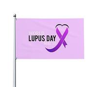 Drapeau du mois de sensibilisation au lupus 3x5 pieds un côté extérieur ferme cour signe jardin drapeau décoratif avec œillets en laiton