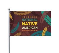 Drapeau du mois du patrimoine amérindien 0,9 x 1,5 m d'un côté extérieur ferme cour signe jardin drapeau décoratif avec œillets en laiton