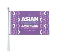 Drapeau du Mois du patrimoine asiatique américain et insulaire du Pacifique 3x5 pieds double face en plein air pour les événements de célébration Décoration de fête de vacances Bannière en polyester D