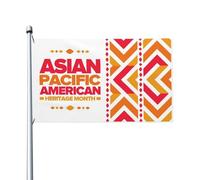Drapeau du Mois du patrimoine asiatique américain et insulaire du Pacifique 3x5 pieds double face en plein air pour les événements de célébration Décoration de fête de vacances Bannière en polyester D