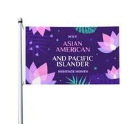 Drapeau du Mois du patrimoine asiatique américain et insulaire du Pacifique 3x5 pieds double face en plein air pour les événements de célébration Décoration de fête de vacances Bannière en polyester D