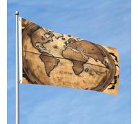 Drapeau du monde antique 61 x 91 cm Double face Ne se décolore pas Drapeau de jardin Drapeau de cour avec bannière extérieure en laiton Décoration pour cour, porche, pelouse