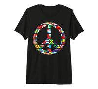 Drapeau du Monde Signe de Paix pour Professeur de Sciences de la Terre T-Shirt Haut de Gamme