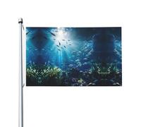 Drapeau du monde sous-marin imprimé double face (91,4 x 152,4 cm), grand drapeau de jardin, décoration extérieure festive