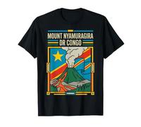 Drapeau du Mont Nyamuragira RD Congo Volcan Eruption Retro Art T-Shirt