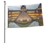 Drapeau du musée du Louvre à Paris - 6 x 91 cm - Impression double face - Drapeau de jardin pour l'extérieur - Bannière cadeau avec œillets - Toile de fond pour photo pour décoration intérieure et