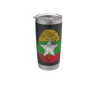 Drapeau du Myanmar ADN Empreinte digitale Patrimoine Ancestry Birmanie Gobelet isotherme en acier inoxydable double paroi