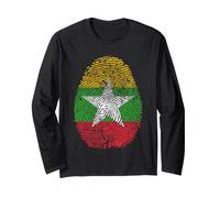 Drapeau du Myanmar ADN Empreinte Digitale Patrimoine Ancestry Birmanie Manche Longue