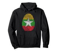 Drapeau du Myanmar ADN Empreinte Digitale Patrimoine Ancestry Birmanie Sweat à Capuche
