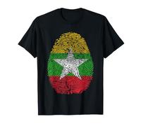 Drapeau du Myanmar ADN Empreinte Digitale Patrimoine Ancestry Birmanie T-Shirt