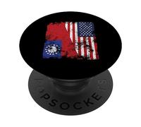 Drapeau du Myanmar Birmanie USA Vieilli - Demi-américain PopSockets PopGrip Adhésif