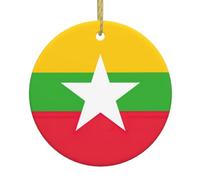 Drapeau du Myanmar Décoration de Noël à suspendre Cadeaux de Noël L'Étrange de Monsieur Jack Ornements ronds en porcelaine