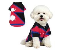 Drapeau du Népal S Chemise hawaïenne pour petits chiens - Tenue d'été de plage pour chiot - Vêtement doux et respirant avec boutons