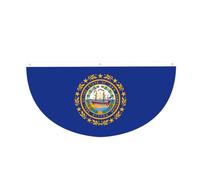 Drapeau du New Hampshire - Demi cercle - À suspendre - Pour l'extérieur | 1 bannière imperméable et durable à 3 œillets pour porche, clôture et balcon. Événements patriotiques de la fête nationale