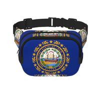 Drapeau du New Hampshire Sac à bandoulière tendance imprimé, sac banane de randonnée, sac à bandoulière carré double couche de voyage et de fitness, noir, taille unique