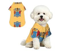 Drapeau du New Jersey XL Chemise hawaïenne pour petits chiens - Tenue d'été mignonne pour la plage pour chiot - Vêtement doux et respirant avec boutons