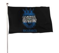 Drapeau du Nicaragua avec lion roi, grand format, décoration de fête extérieure, 1,5 x 2,4 m
