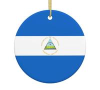 Drapeau du Nicaragua en céramique imprimé pour sapin de Noël, fêtes de fin d'année, décoration d'intérieur