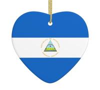 Drapeau du Nicaragua en céramique pour sapin de Noël, peut être accroché sur les arbres de Noël ou les cheminées.