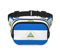 Drapeau du Nicaragua Sac banane carré double couche Sac à bandoulière / sangle réglable au niveau de la poitrine, pour voyage, entraînement, course à pied, imprimé avec