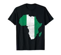 Drapeau du Nigeria - Silhouette du Continent Africain - Cadeau pour Les Nigérians T-Shirt