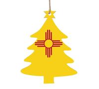 Drapeau du Nouveau-Mexique en bois en forme d'arbre de Noël Décoration Design tendance 1 pièce Convient pour la décoration de la maison