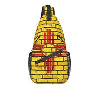 Drapeau du Nouveau-Mexique sur Un Mur de Briques Jaune, Sac à bandoulière