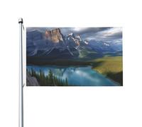Drapeau du parc national Banff - 9,1 x 1,5 m - Pour intérieur et extérieur - Pour le printemps, l'été, l'automne, l'hiver - Drapeau de jardin avec œillets - Double face - Pour décoration de cour
