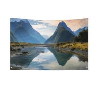 Drapeau du parc national du Fiordland avec 4 œillets, drapeaux simple face en polyester durable, bannières résistantes aux intempéries pour dortoir, fêtes, tournage, festivals, décoration de 61 x 88,9