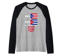 Drapeau du Patrimoine de Puerto Rican Plus Cuban Mix Manche Raglan