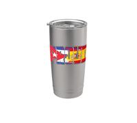 Drapeau du patrimoine hispanique cubain et espagnol Gobelet isotherme en acier inoxydable double paroi