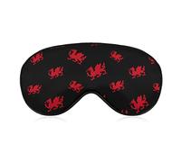 Drapeau du Pays de Galles Welsh Red Dragon Sleeping Blindfold Masque Mignon Eye Shade Cover avec Sangle Réglable pour Femmes Hommes Nuit