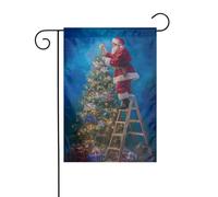 Drapeau du Père Noël à suspendre en forme d'étoile au sapin de Noël 30 x 45 cm vertical double face pour décoration extérieure de ferme