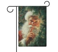 Drapeau du Père Noël derrière l'arbre de Noël, drapeau de jardin, vacances saisonnières, toile de jute double face, drapeaux d'extérieur pour maison, cour, 30,5 x 45,7 cm